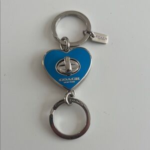 Coach Silver and Blue Heart Keychains